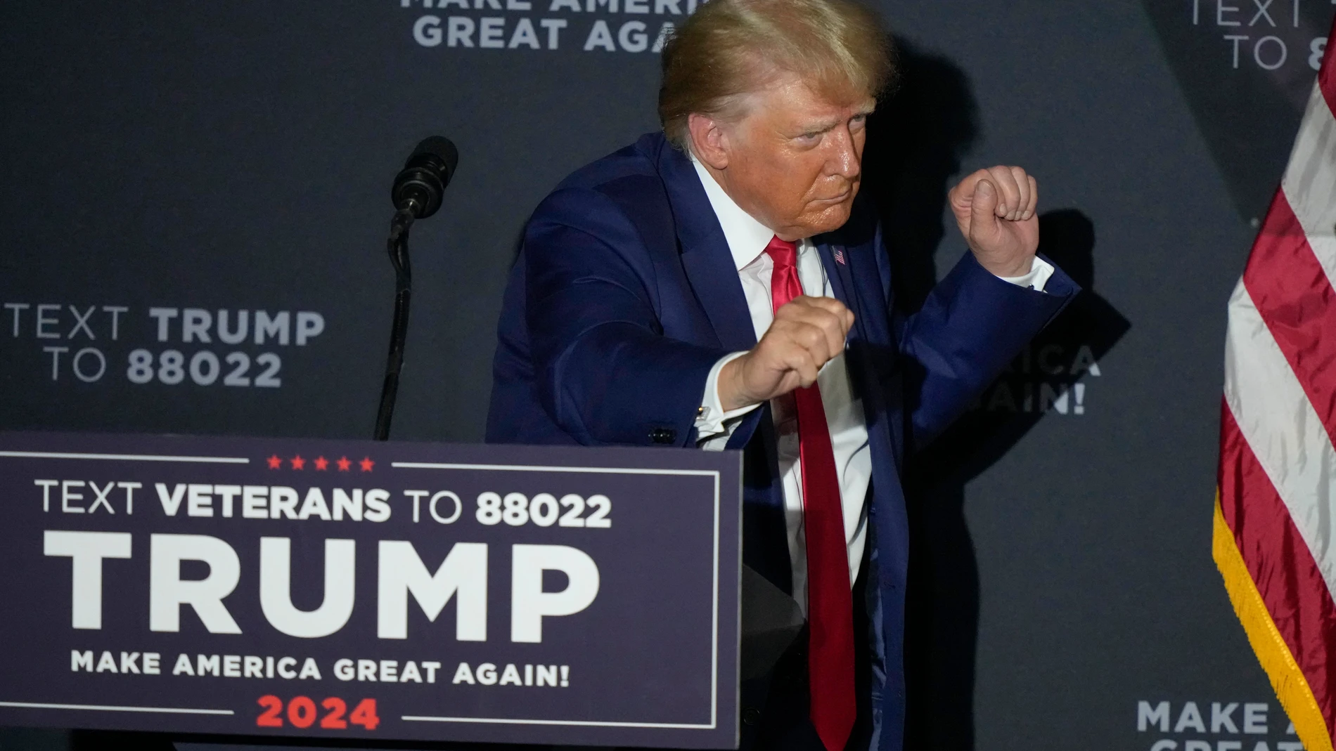 El expresidente de EE UU Donald Trump, en un mitin en la ciudad de Windham (New Hampshire)