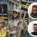Celebridades como Susan Sarandon (izda.) se han sumado a la lucha de guionistas como Riquelme (inferior) y Moreno (superior)