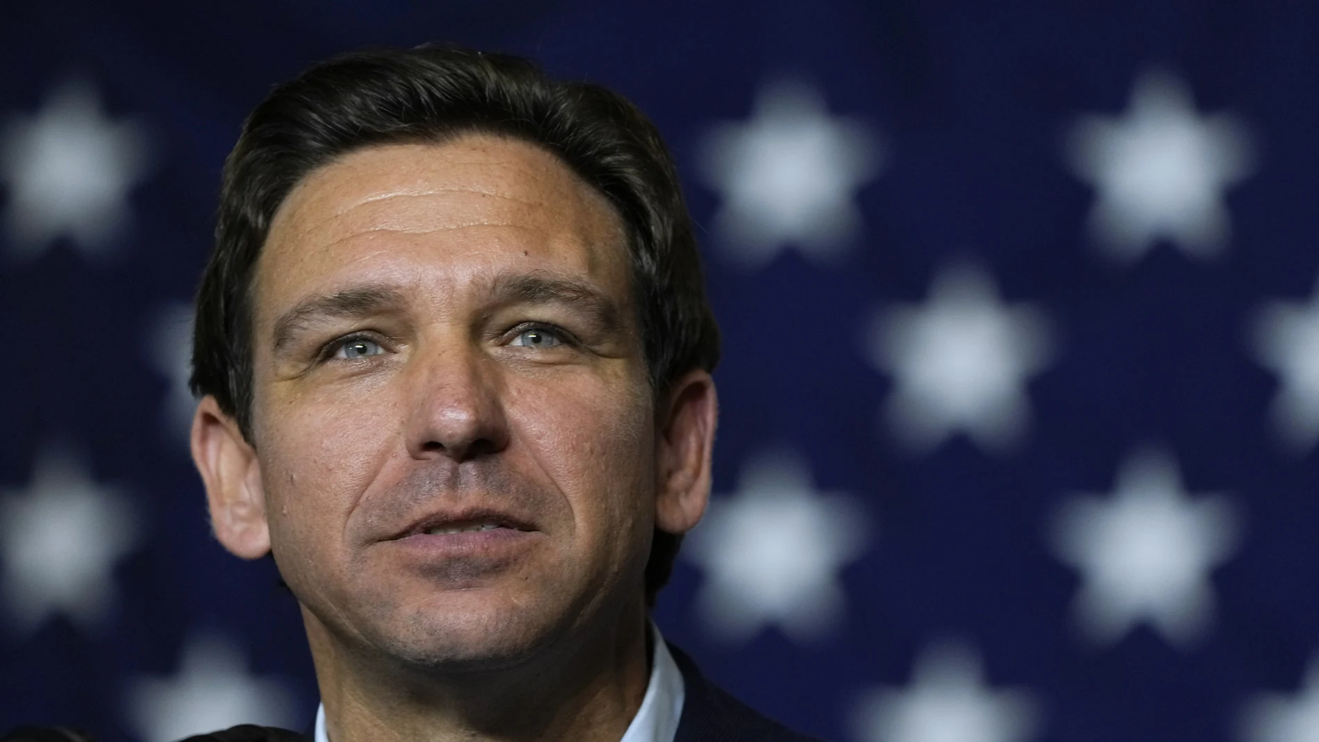 Republican presidential candidate Florida Gov. Ron DeSantis speaks during a fundraising event for U.S. Rep. Ashley Hinson, R-Iowa, in Cedar Rapids, Iowa.