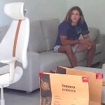 A handout photo made available by Royal Thai Police shows Spanish chef Daniel Jeronimo Sancho Bronchalo, 29, sitting next to evidence, after he was arrested for murder and dismembering the body of a Colombian man, at a hotel in Koh Phangan island, Surat Thani province, southern Thailand