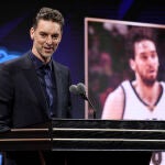 Pau Gasol, en un momento de su discurso de ingreso en el Hall of Fame