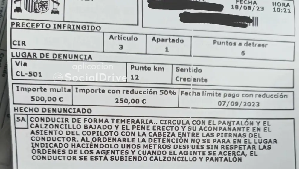 Conductor en Ávila enfrenta sanción por conducir de forma temeraria y realizar acto indecente