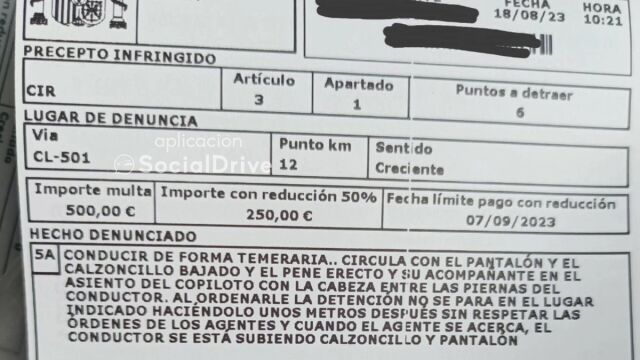 Conductor en Ávila enfrenta sanción por conducir de forma temeraria y realizar acto indecente