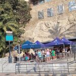 Imagen de las carpas que instaló el Ayuntamiento de Alicante en el acceso al Castillo de Santa Bárbara y que ya ha desinstalado.