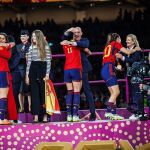 Jennifer Hermoso y Luis Rubiales, en la ceremonia de entrega de medallas del Mundial