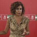 La vicesecretaria general del PSOE y ministra de Hacienda en funciones, María Jesús Montero, ayer