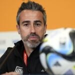Spain's head coach Jorge Vilda attends a press conference ahead of the Women's World Cup quarterfinal soccer match between Spain and Netherlands in Wellington, New Zealand.