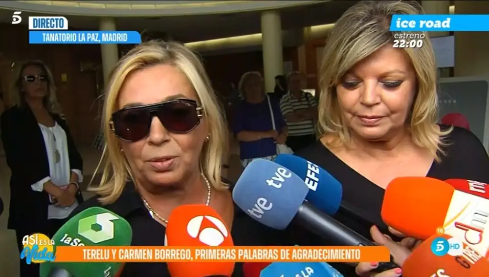 Terelu Campos y Carmen Borrego tras la muerte de su madre, María Teresa Campos