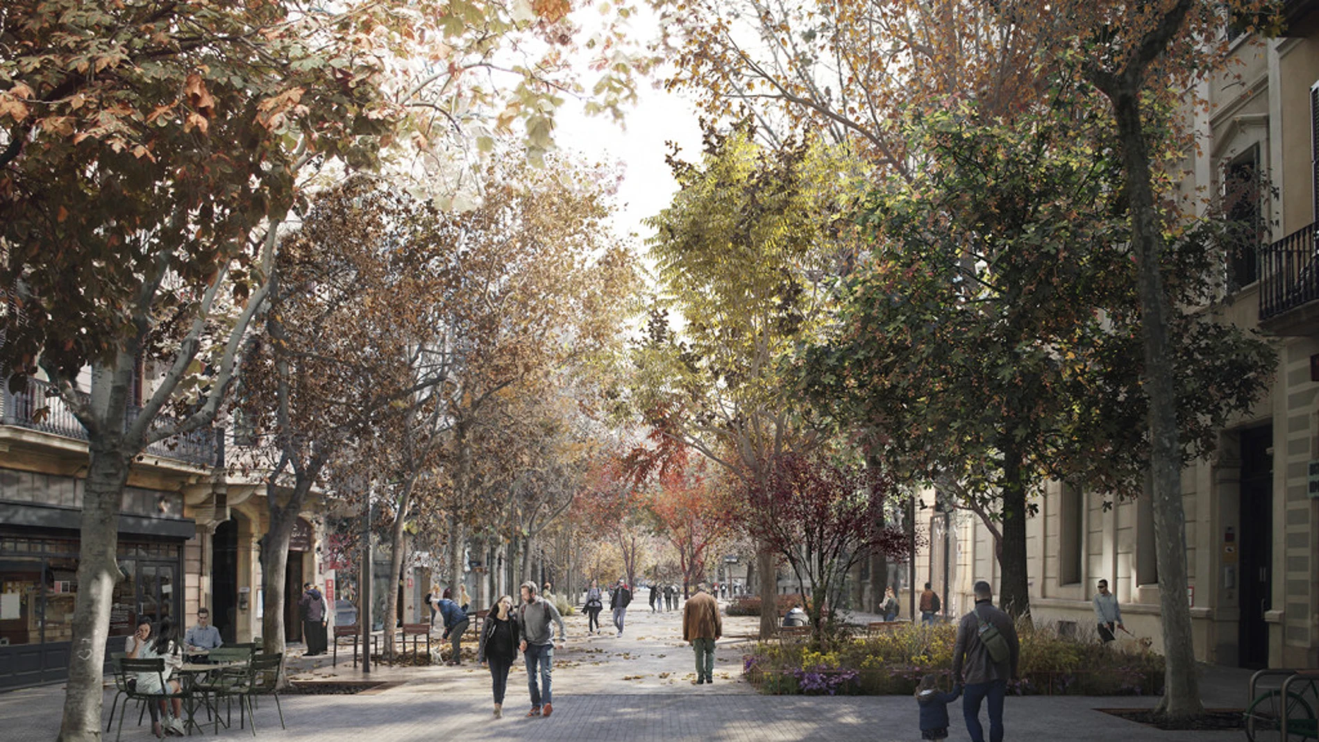 E gran eje verde en el centro de Barcelona