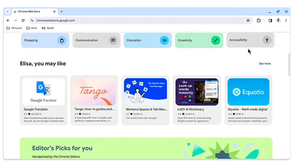 Nuevo diseño en Chrome Web Store.