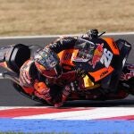 Dani Pedrosa, en el circuito de Misano con su KTM