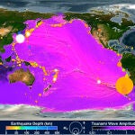 Representación del tsunami provocado por el terremoto de 1960 en Chile de magnitud 9,5.