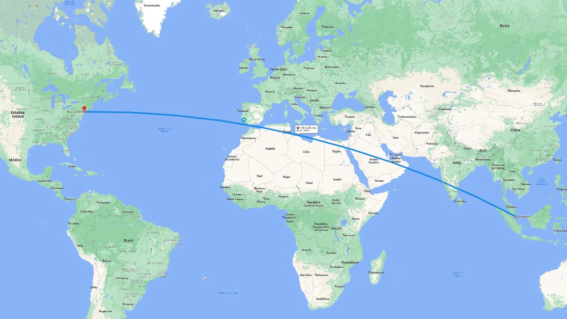 Ruta Singapur - NuevaYork