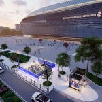 Imagen de los primeros diseños sobre el proyecto urbanístico en torno al estadio Santiago Bernabéu. 