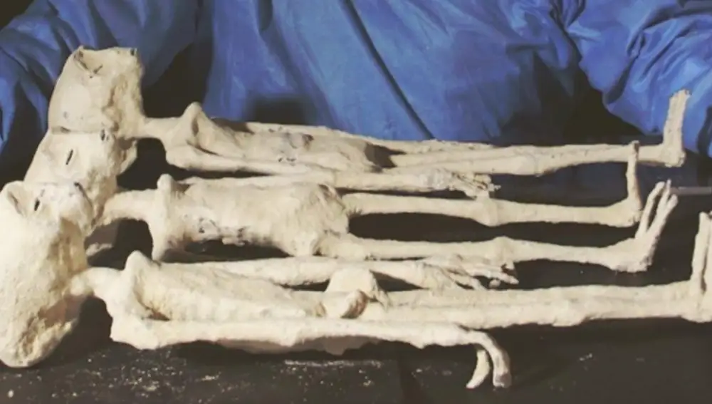 Tres de las figuras supuestamente momificadas