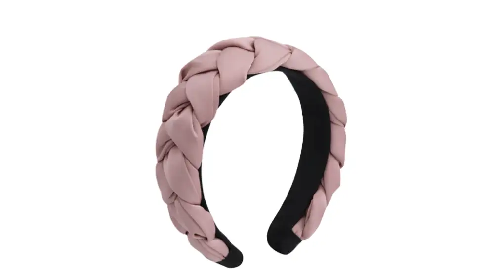 Diadema trenzada volumen rosa