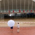 Imagen de la estación de la Garena, anegada de agua tras las fuertes lluvias caídas en Alcalá de Henares