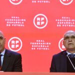 Luis Rubiales, al lado de Andreu Camps, el secretario general de la RFEF en su etapa en la presidencia