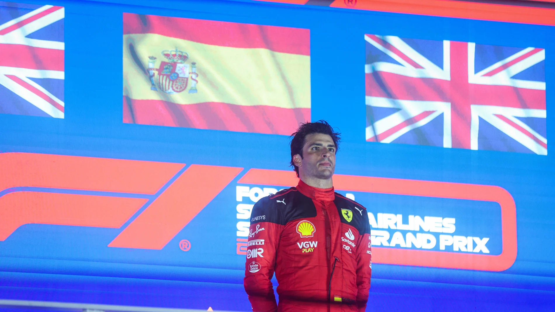Sainz, en el podio de Singapur