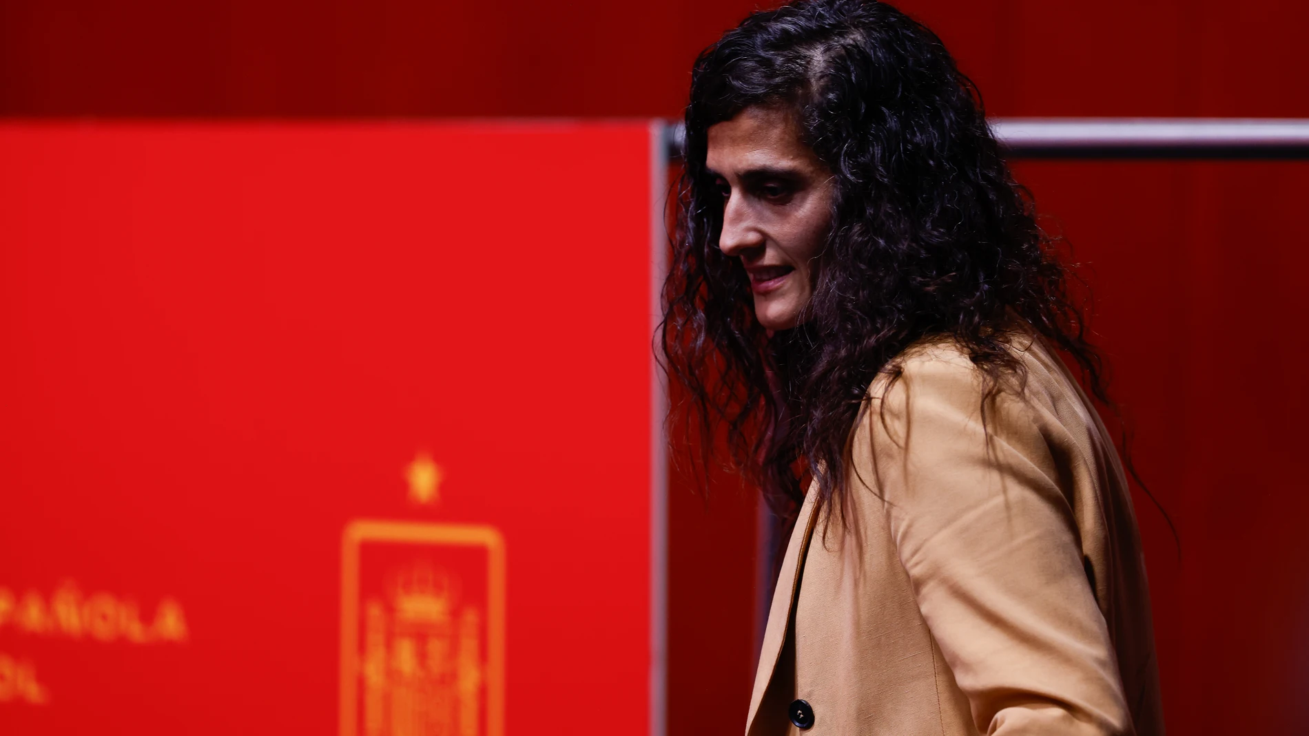 Montse Tome is seen during her Official Presentation and First List as Absolute National Coach of Spain Women Team at Ciudad del Futbol on September 18, 2023, in Las Rozas, Madrid, Spain. Oscar J. Barroso / Afp7 18/09/2023 ONLY FOR USE IN SPAIN