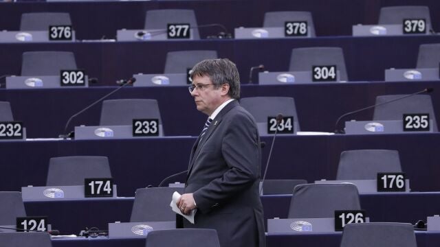 El expresidente catalán Carles Puigdemont en el Parlamento Europeo
