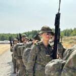 La princesa Leonor durante las maniobras de la Academia Militar