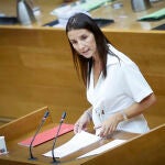 La consellera de Hacienda, Economía y Administración Pública, Ruth Merino, esta tarde en Les Corts