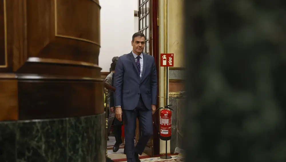 El presidente del Gobierno en funciones, Pedro Sánchez, ayer en el Congreso
