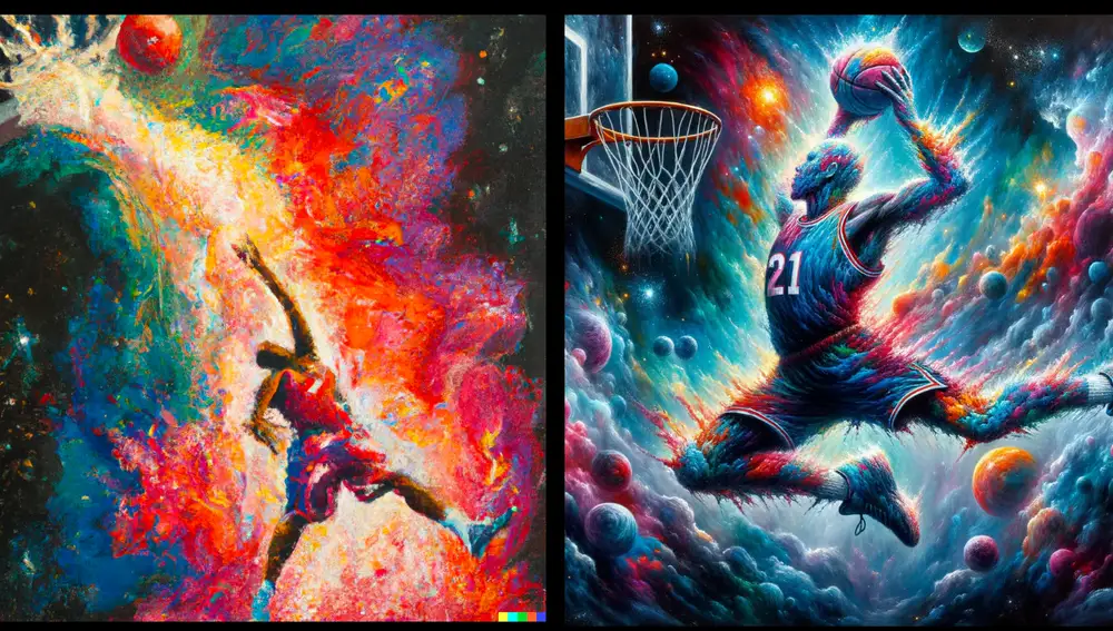 El mismo prompt en DALL-E 2 (izq.) y DALL-E3 (der.).