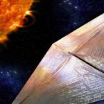 Representación artística de una vela solar