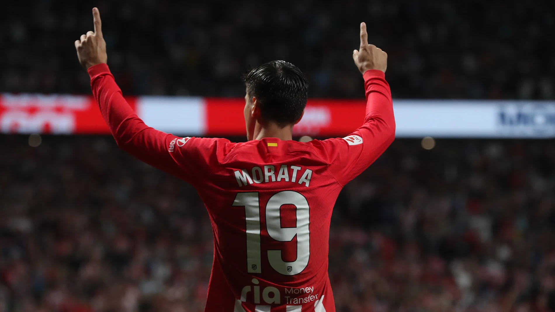 Morata celebra el primer gol del Atlético