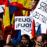 Pancarta Feijóo / Fijo en la concentración en Madrid