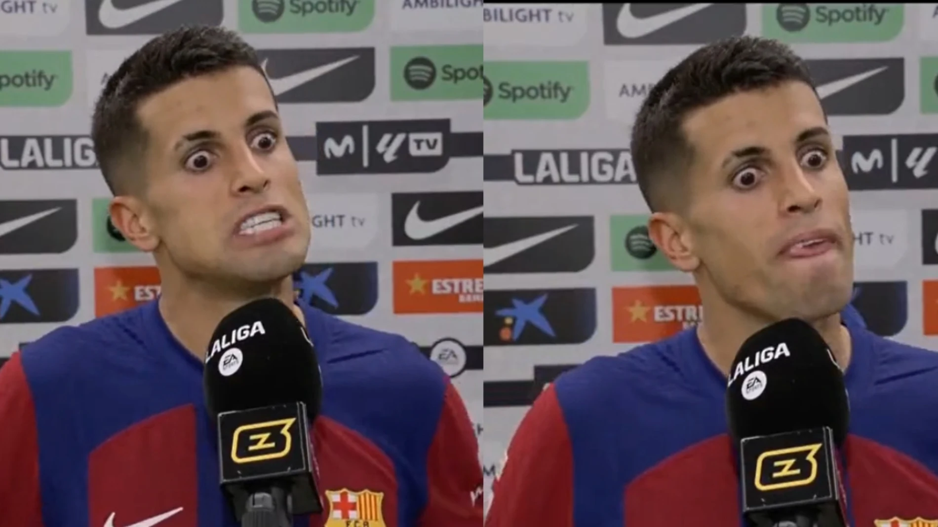 Cancelo haciendo gestos extraños