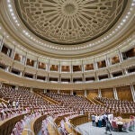 El interior de la nueva sede de la Cámara de Representantes, la cámara baja del Parlamento egipcio, en el megaproyecto de la Nueva Capital Administrativa, a unos 45 kilómetros al este de la actual capital, El Cairo.