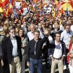 Acto del PP contra la Amnistia con el apoyo de los expredientes Aznar y Rajoy a Alberto Nuñez Feijoo. © Jesús 