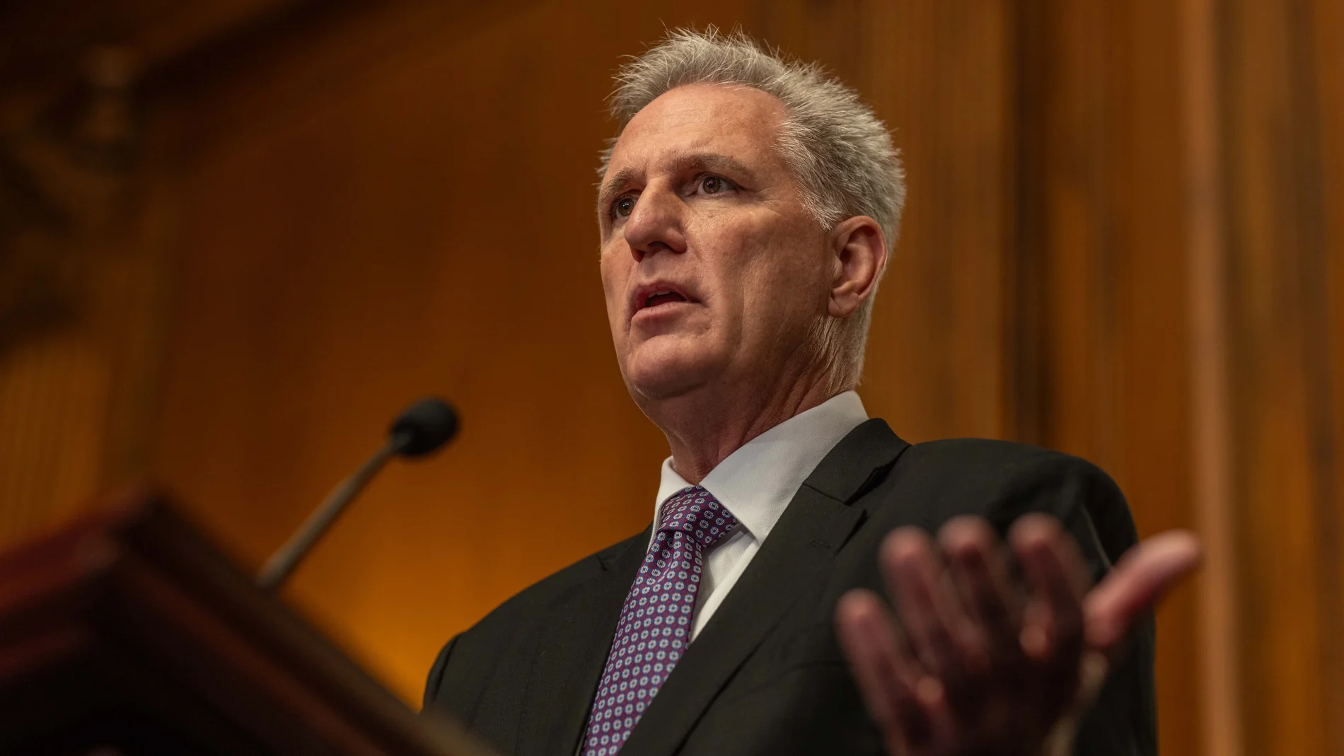 September 29, 2023, Washington, D.C, U.S: House Speaker KEVIN MCCARTHY (R-Calif.) speaks to reporters about the government shutdown and the border crisis during a press conference at the U.S. Capitol. 29/09/2023