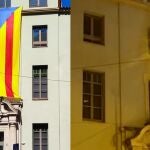 Retiran una megaestelada del colegio "Escola Verd" en Gerona