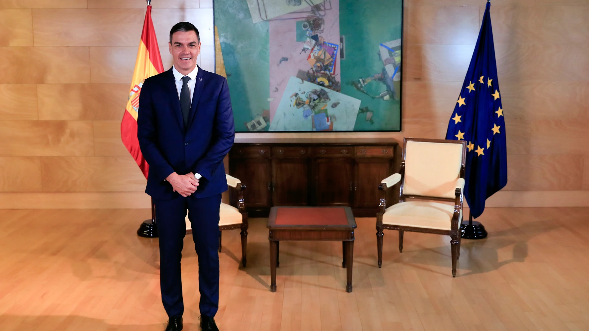 MADRID, 04/10/2023.- El presidente del Gobierno en funciones, Pedro Sánchez durante su ronda de contactos para buscar apoyos a su investidura este miércoles en el Congreso. EFE/ Fernando Alvarado