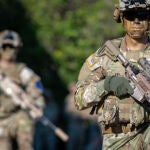 Soldados del 4º Batallón de Entrenamiento de Rangers, equipados con un XM7 el 16 de septiembre de 2022 en Fort Benning, Georgia.