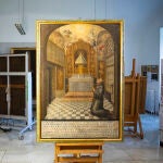 Restauración de una pintura en el Palacio Real en el que se ha descubierto que se realizo sobre otra en dicho proceso. 