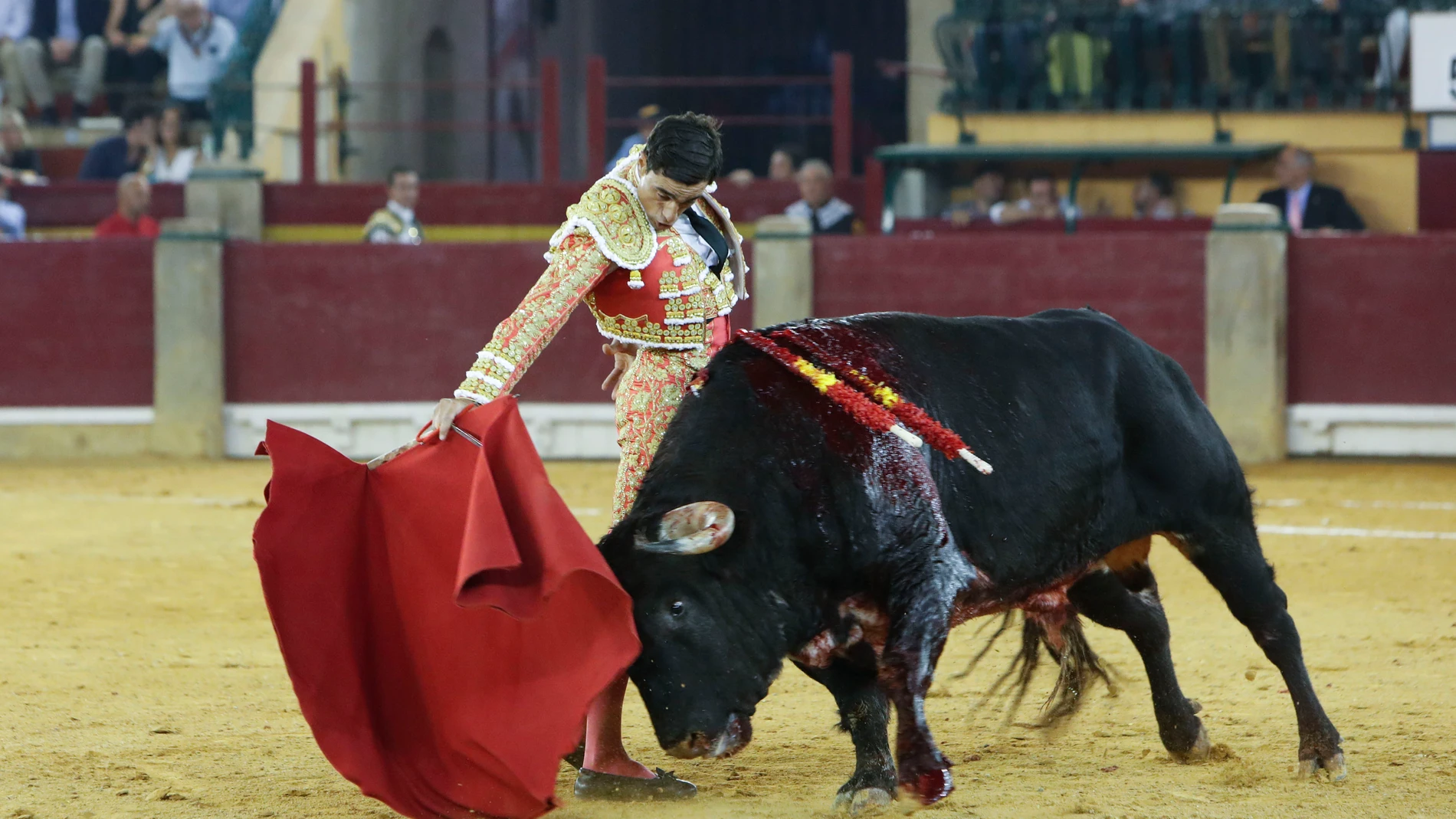 ZARAGOZA, 10/10/2023.- El diestro Paco Ureña da un pase a su segundo astado durante el festejo de la Feria del Pilar, este martes en la plaza de toros de Zaragoza. EFE/ Javier Belver