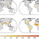 Horas de calor extremo en los escenarios de aumento de 1,5, 2, 3 y 4 °C
