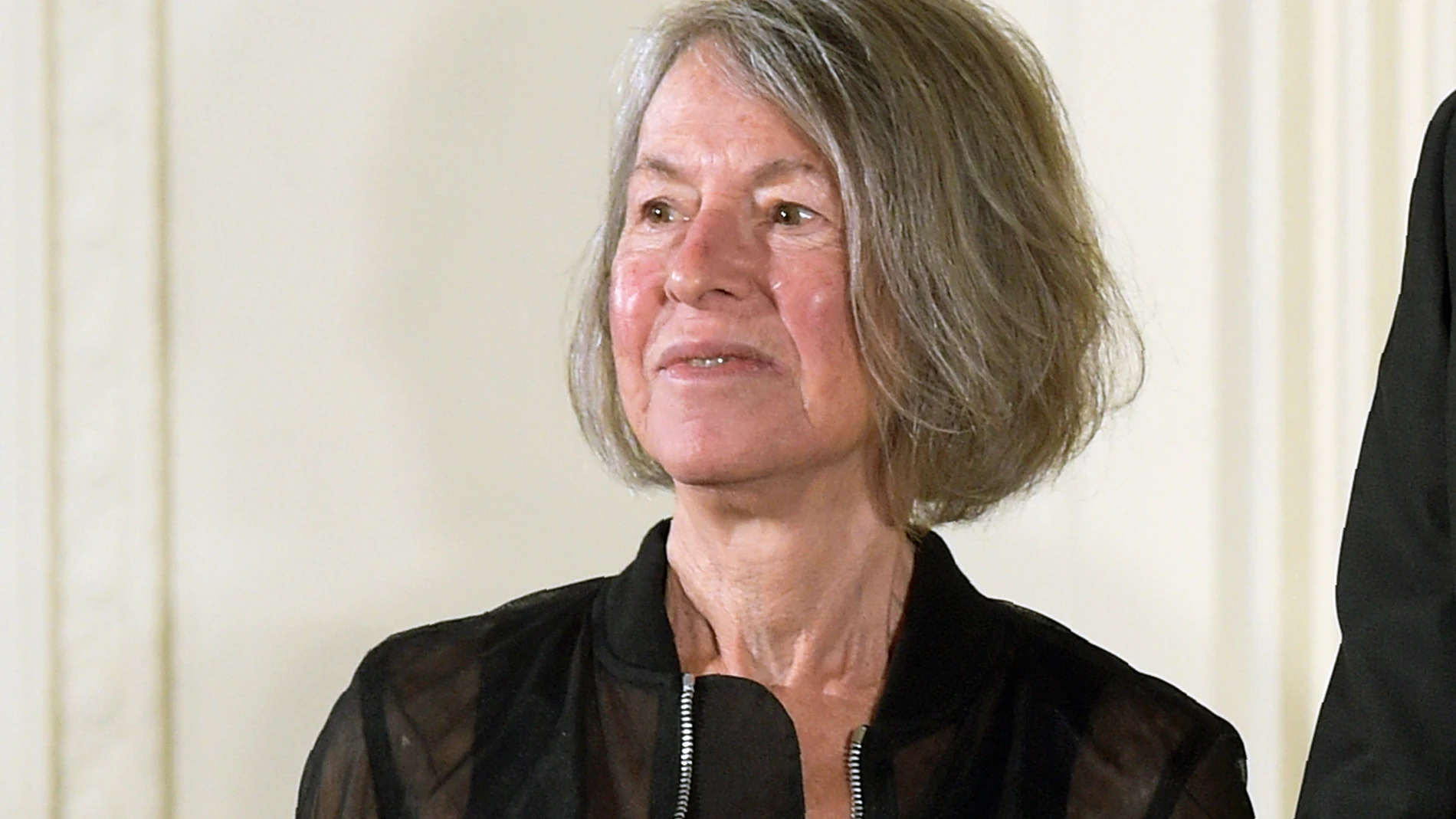 FILE - Poet Louise Gluck appears at a ceremony honoring her with the National Humanities Medal in the East Room of the White House in Washington on Sept. 22, 2016. Glück's death was confirmed Friday, Oct. 13, 2023, by Jonathan Galassi, her editor at Farrar, Straus & Giroux. (AP Photo/Susan Walsh, File)