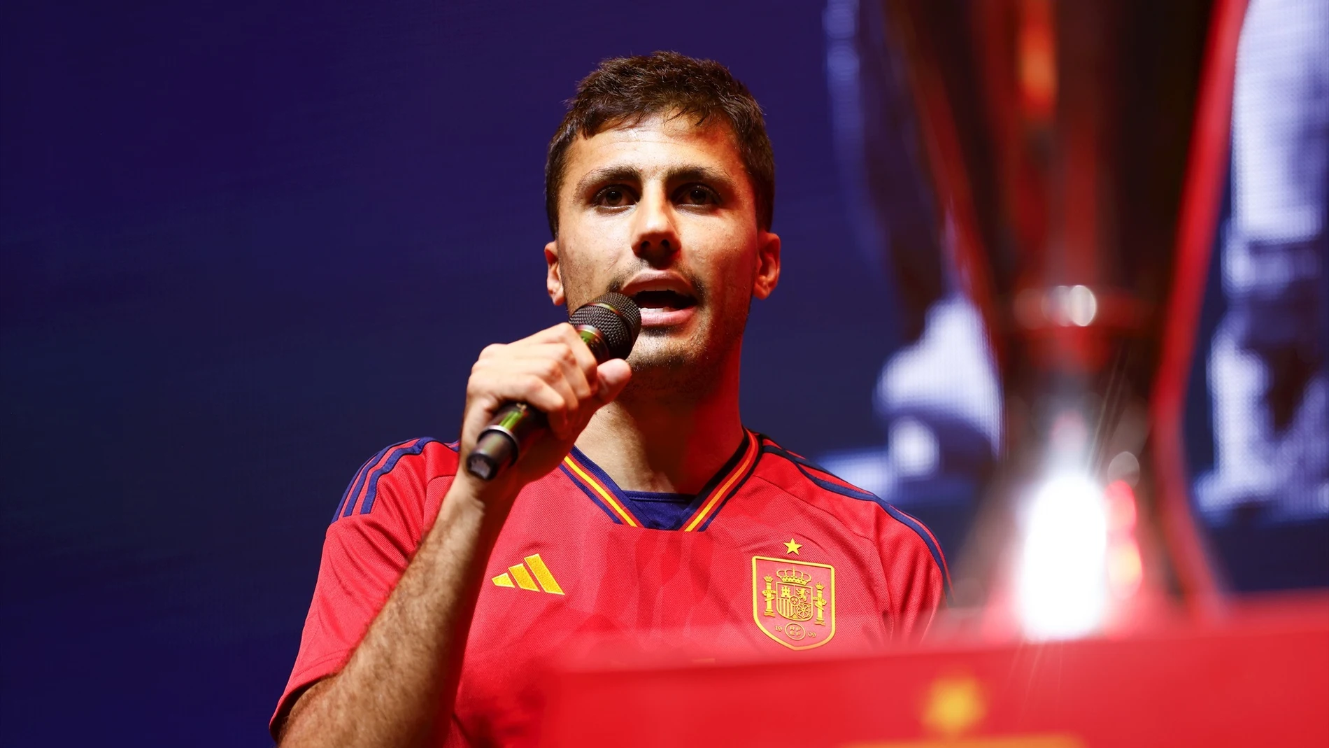 Rodri, en la celebración de la Nations League conquistada por España