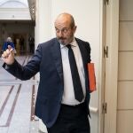 El presidente del Senado, Pedro Rollán, a su llegada a una sesión plenaria en el Senado, a 17 de octubre de 2023, en Madrid (España). Durante el pleno del Senado, el Partido Popular ha expresado su oposición a la amnistía a través de una moción no vinculante presentada por el Partido Popular (PP)