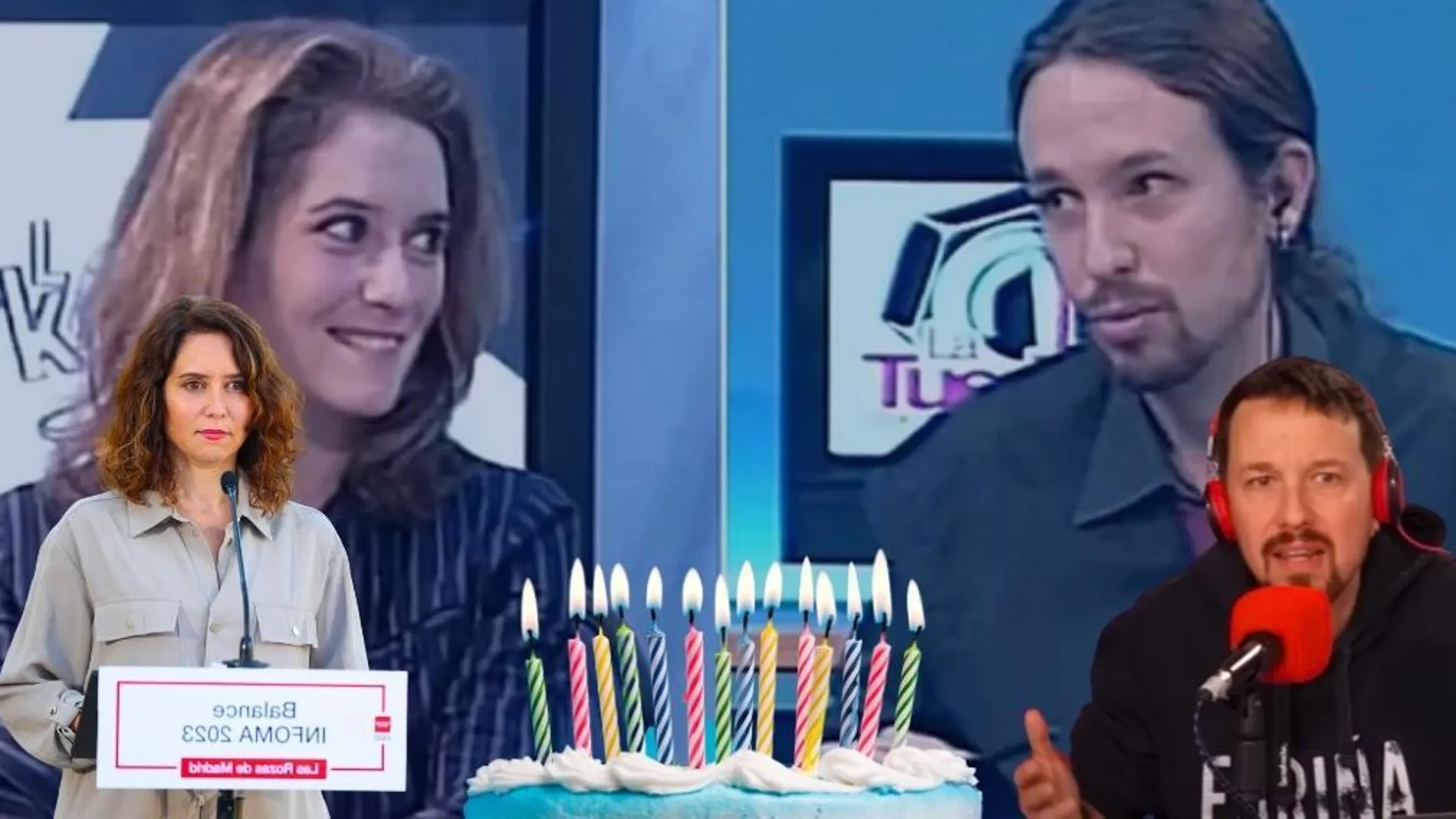 Isabel Díaz Ayuso y Pablo Iglesias, en 2012 y en la actualidad