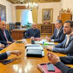 Un instante de la reunión entre el presidente de la Diputación de Zamora, Javier Faúndez Domínguez, y el vicepresidente primero y diputado de Educación, Cultura y Turismo, Víctor López de la Parte, con el secretario general de la Fundación Las Edades del Hombre, José Enrique Martín Lozano