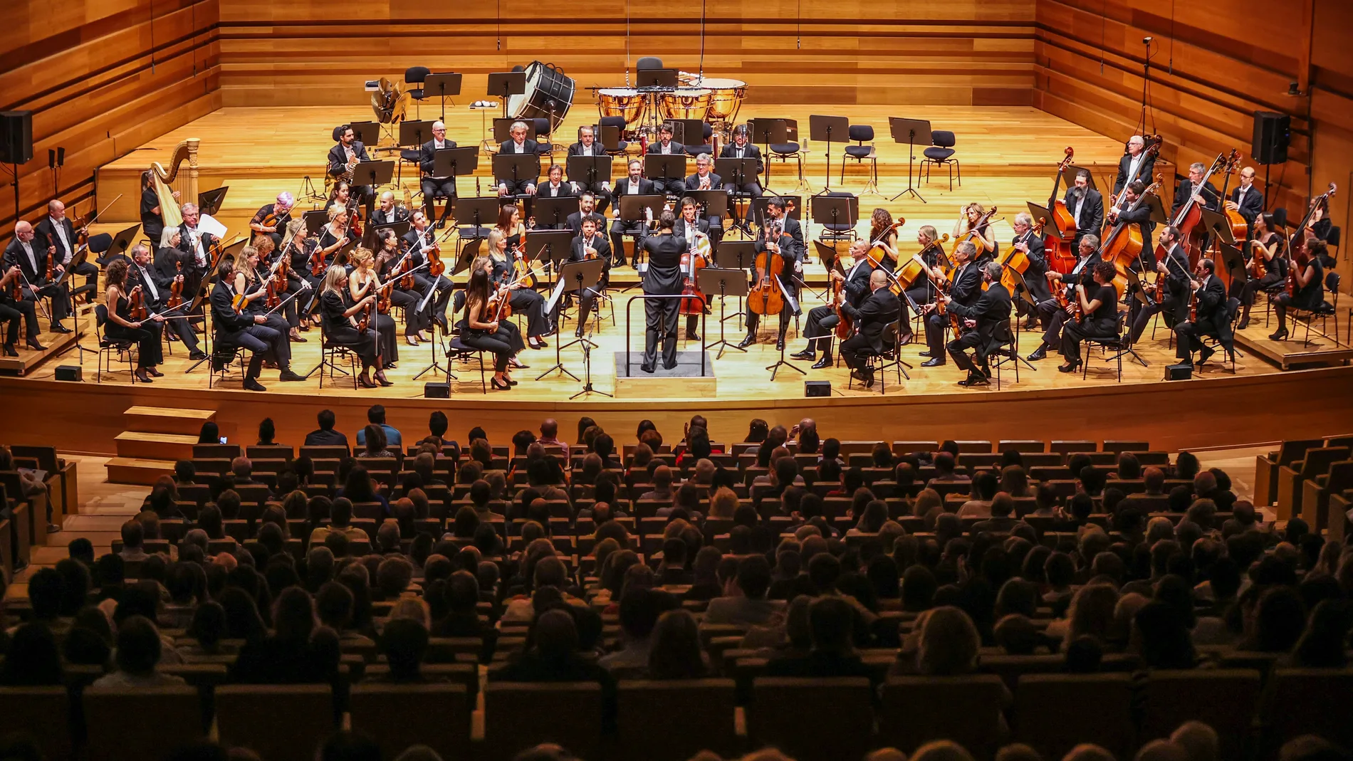 Un instante del concierto de la OSCYL en el Miguel Delibes, dirigida por Francisco Coll