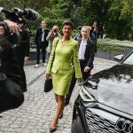 Sahra Wagenknecht, a su llegada a la presentación de su alianza política este lunes