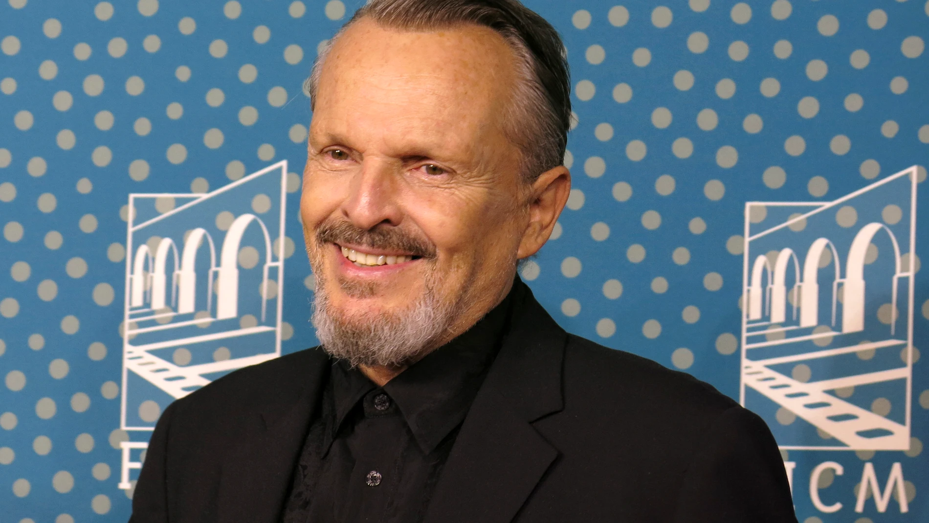 Spanish singer and actor Miguel Bose poses on the red carpet of the film "Tacones Lejanos" at Morelia Film Festival in Morelia, Mexico, Monday, Oct. 23, 2023. (AP Photo/Berenice Bautista)